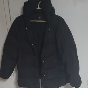 Zara Oversized Black Quilted Puffer Coat